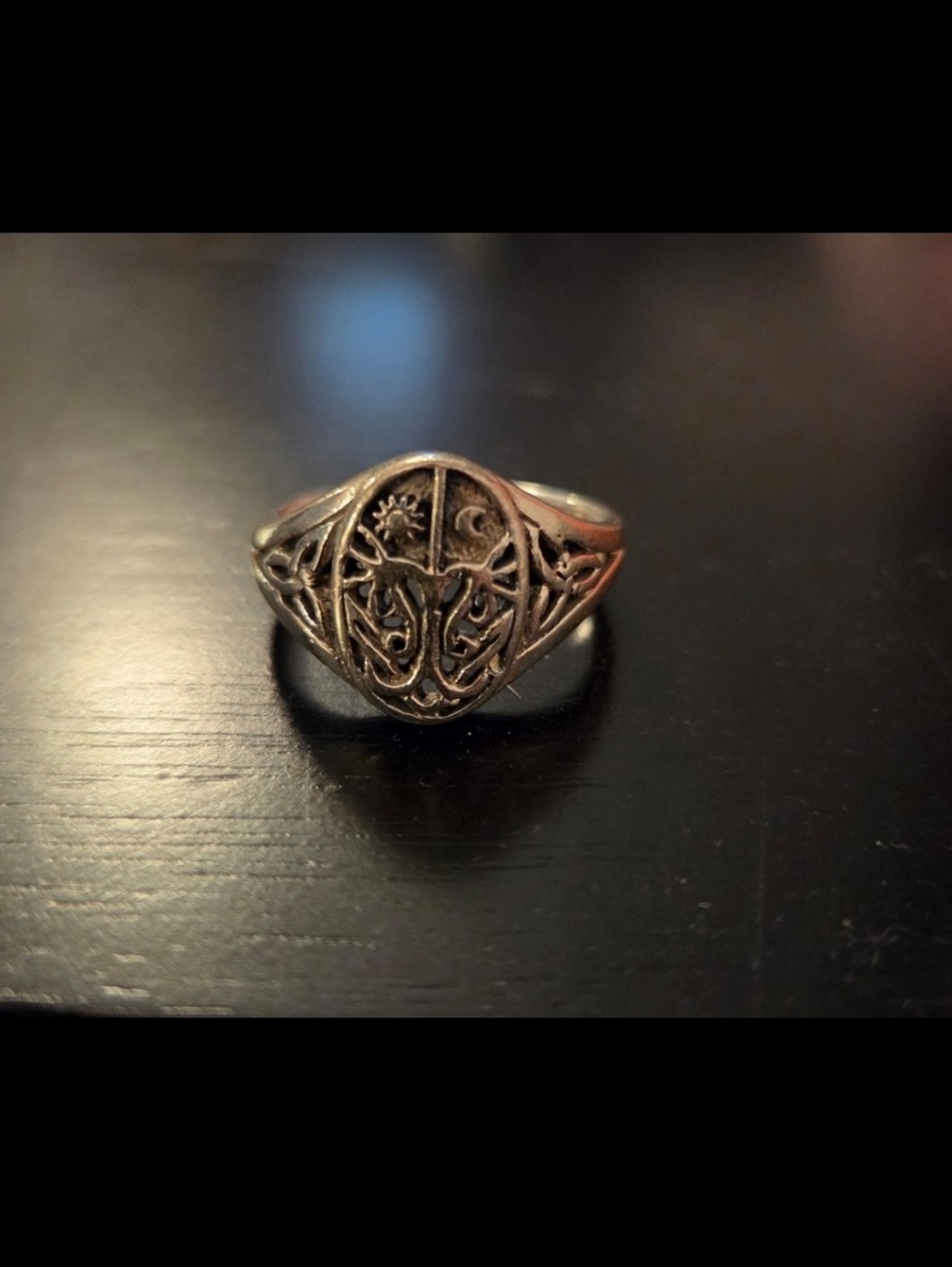 Celtic trinity knot sun & moon ring
